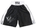 James Toney Signed Title Black With White Trim Boxing Trunks w/Lights Out - TONTRU502 - James Toney Signed Title Black With White Trim Boxing Trunks w/Lights Out product image