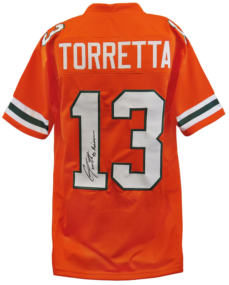 Gino Torretta Signed Orange Custom College Football Jersey w/92 Heisman - TORJRY301 - Gino Torretta Signed Orange Custom College Football Jersey w/92 Heisman product image