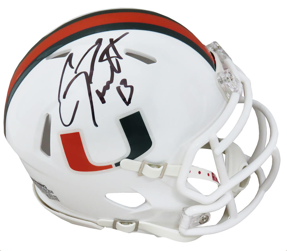 Gino Torretta Signed Miami Hurricanes Riddell Speed Mini Helmet - TORMIN300 - Gino Torretta Signed Miami Hurricanes Riddell Speed Mini Helmet product image