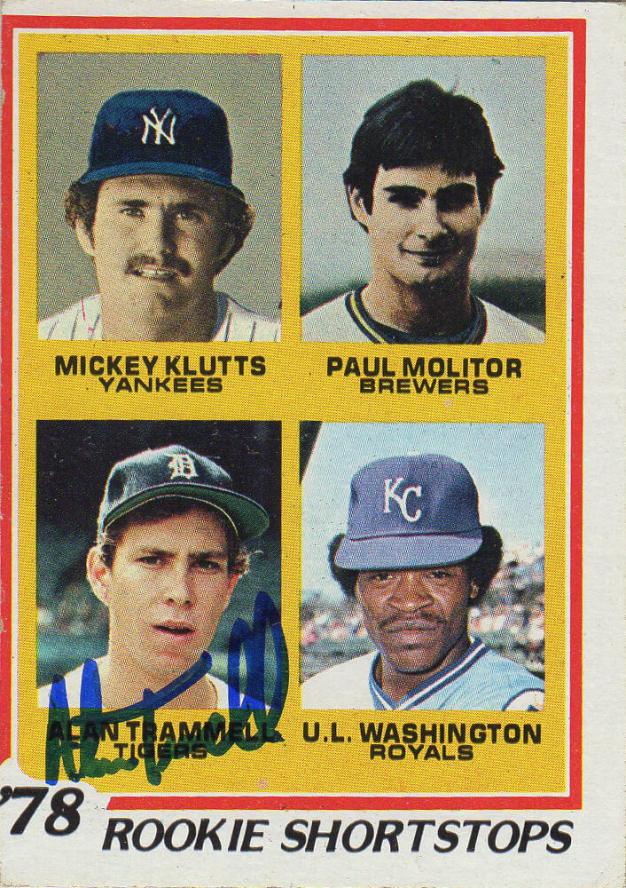 Alan Trammell Signed Detroit  Tigers 1978 Topps Rookie Baseball Card #707 - TRACAR100 - Alan Trammell Signed Detroit Tigers 1978 Topps Rookie Baseball Card #707 product image