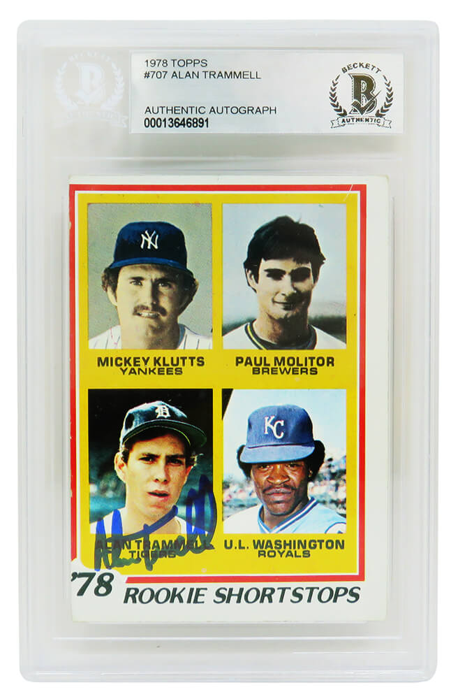 Alan Trammell Signed Detroit  Tigers 1978 Topps Rookie Baseball Card #707 (Beckett Encapsulated) - TRACAR101 - Alan Trammell Signed Detroit Tigers 1978 Topps Rookie Baseball Card #707 (Beckett Encapsulated) product image