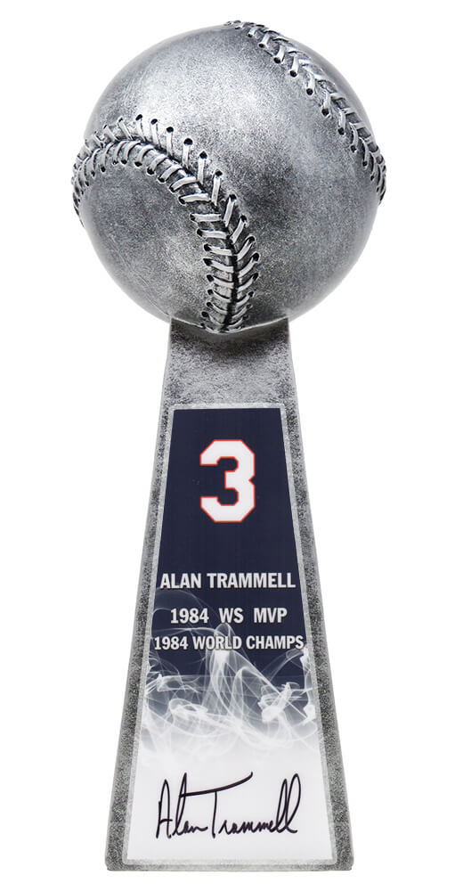 Alan Trammell Signed Tigers #3 Baseball World Champion 14 Inch Replica Silver Trophy - TRATRO101 - Alan Trammell Signed Tigers #3 Baseball World Champion 14 Inch Replica Silver Trophy product image