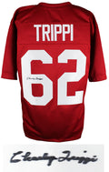 Charley Trippi Signed Red Throwback Custom Football Jersey (JSA) - TRIJRY300 - Charley Trippi Signed Red Throwback Custom Football Jersey (JSA) product image