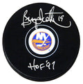 Bryan Trottier Signed New York Islanders Logo Hockey Puck w/HOF'97 - TROPUC400 - Bryan Trottier Signed New York Islanders Logo Hockey Puck w/HOF'97 product image