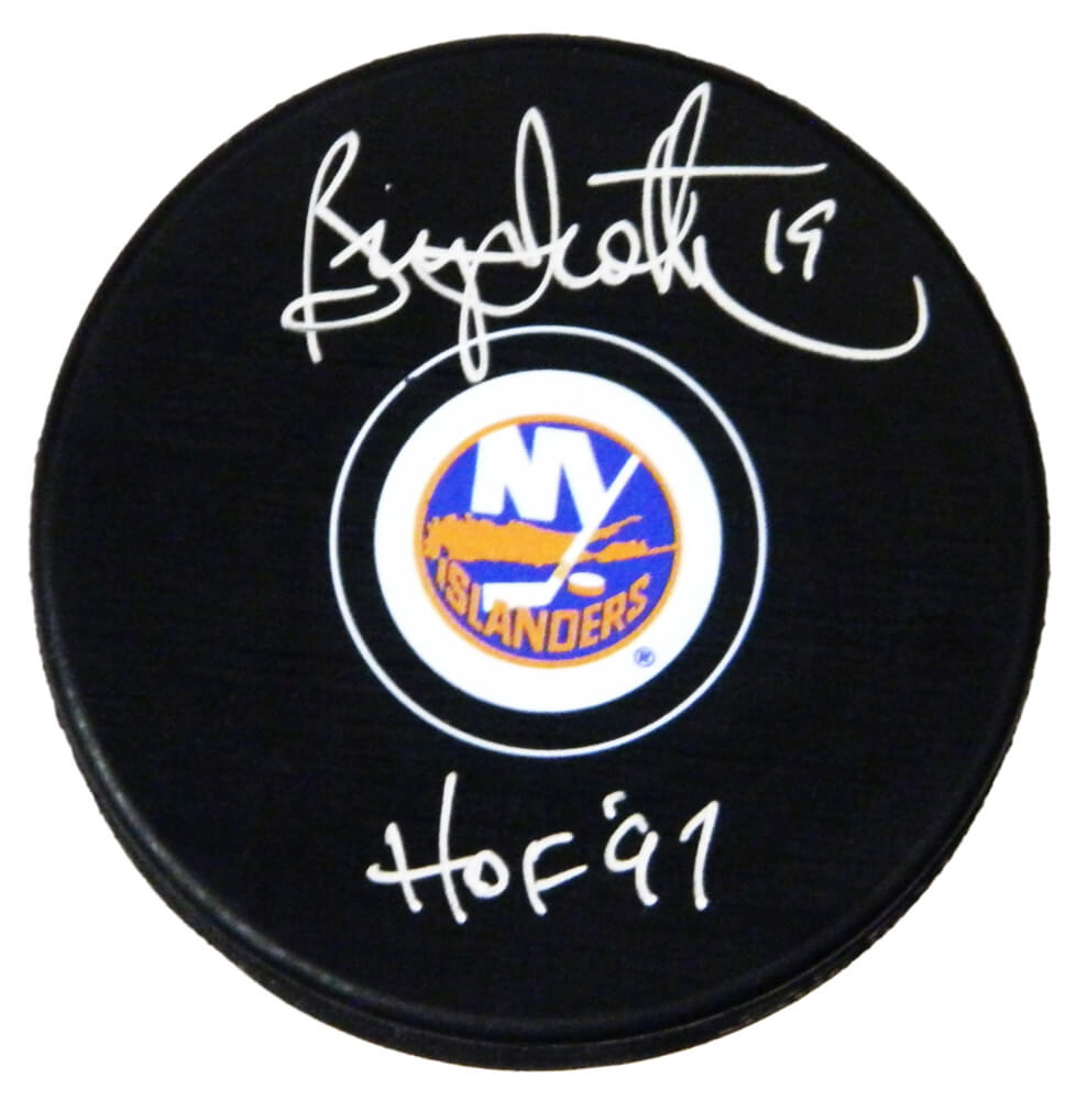 Bryan Trottier Signed New York Islanders Logo Hockey Puck w/HOF'97 - TROPUC400 - Bryan Trottier Signed New York Islanders Logo Hockey Puck w/HOF'97 product image