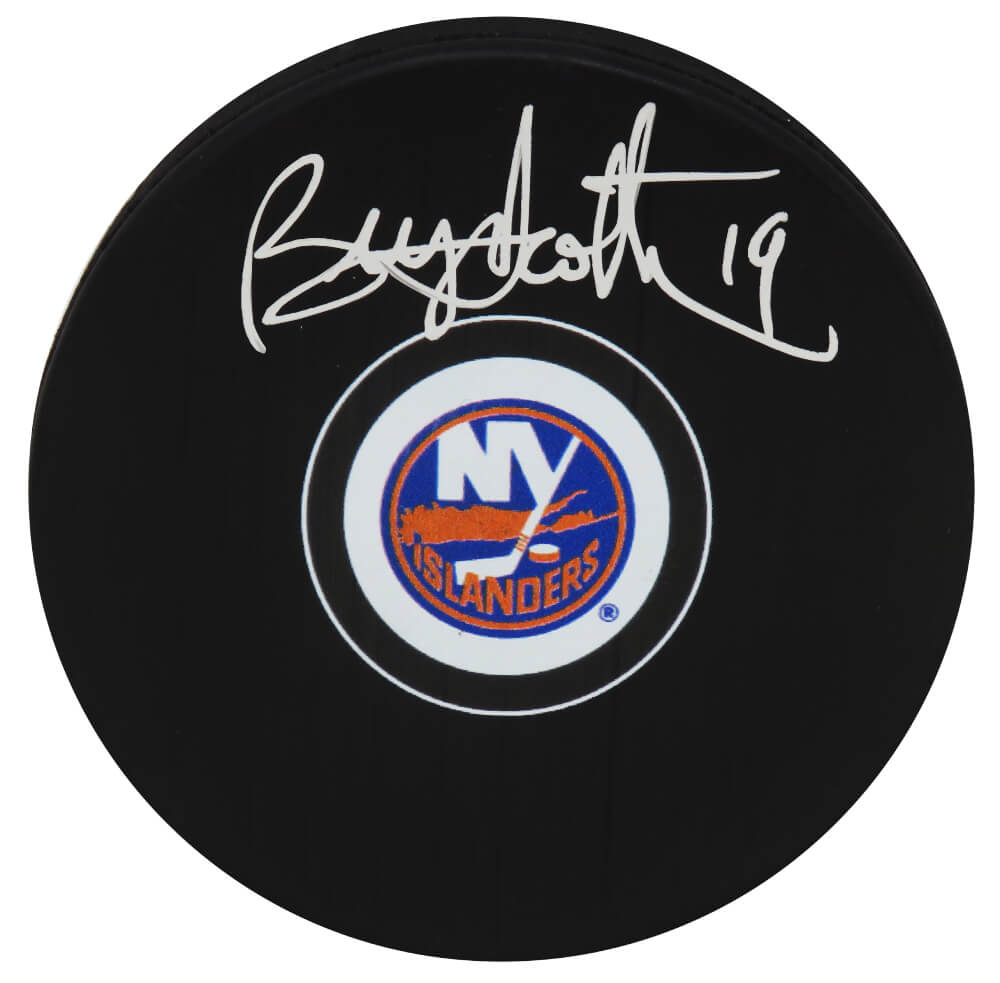 Bryan Trottier Signed New York Islanders Logo Hockey Puck - TROPUC402 - Bryan Trottier Signed New York Islanders Logo Hockey Puck product image