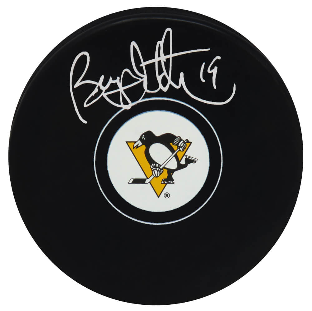 Bryan Trottier Signed Pittsburgh Penguins Logo Hockey Puck - TROPUC403 - Bryan Trottier Signed Pittsburgh Penguins Logo Hockey Puck product image