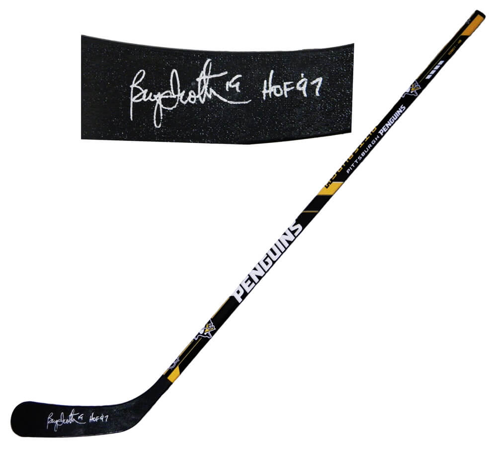 Bryan Trottier Signed Pittsburg Penguins Logo 48 Inch Full Size Hockey Stick w/HOF'97 - TROSTK400 - Bryan Trottier Signed Pittsburg Penguins Logo 48 Inch Full Size Hockey Stick w/HOF'97 product image
