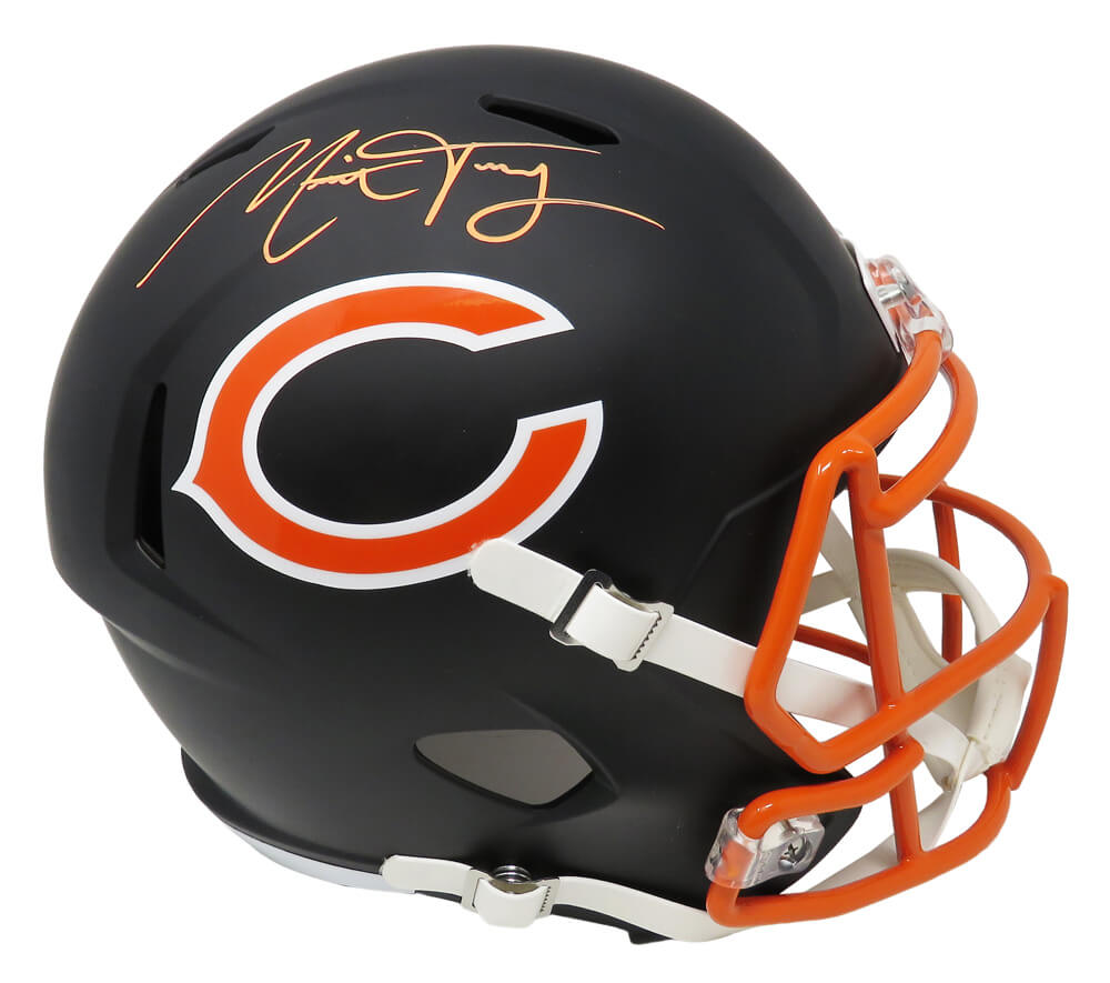 Mitchell Trubisky Signed Chicago Bears Flat Black Matte Riddell Full Size Replica Speed Helmet - TRUREP303 - Mitchell Trubisky Signed Chicago Bears Flat Black Matte Riddell Full Size Replica Speed Helmet product image