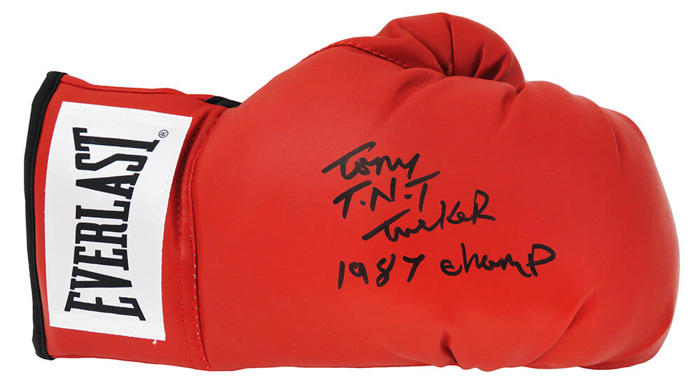 Tony Tucker Signed Everlast Red Boxing Glove w/1987 Champ - TUCGLV502 - Tony Tucker Signed Everlast Red Boxing Glove w/1987 Champ product image