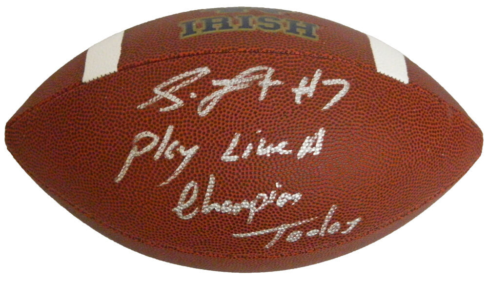 Stephon Tuitt Signed Notre Dame Rawlings Logo Football w/Play Like A Champion Today - TUIFTB301 - Stephon Tuitt Signed Notre Dame Rawlings Logo Football w/Play Like A Champion Today product image