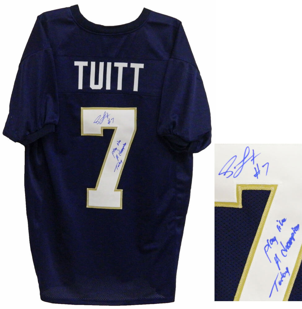 Stephon Tuitt Signed Navy Custom Jersey w/Play Like A Champion Today - TUIJRY301 - Stephon Tuitt Signed Navy Custom Jersey w/Play Like A Champion Today product image