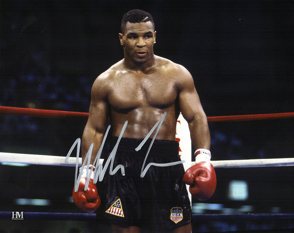 Mike Tyson Signed Boxing Black Trunks Action 8x10 Photo - TYS08P505 - Mike Tyson Signed Boxing Black Trunks Action 8x10 Photo product image