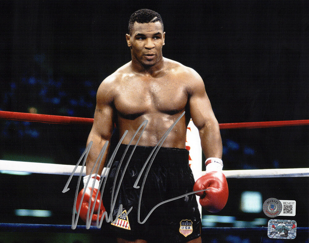 Mike Tyson Signed Boxing Black Trunks Action 8x10 Photo - (Beckett) - TYS08P506MYS - Mike Tyson Signed Boxing Black Trunks Action 8x10 Photo - (Beckett) product image
