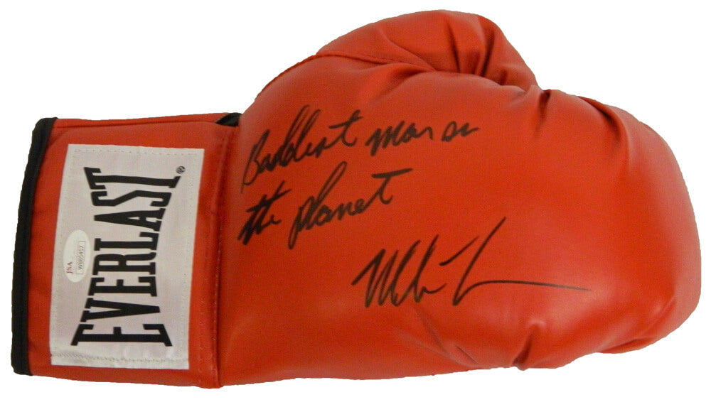 Mike Tyson Signed Everlast Red Boxing Glove w/Baddest Man On The Planet - TYSGLV502 - Mike Tyson Signed Everlast Red Boxing Glove w/Baddest Man On The Planet product image