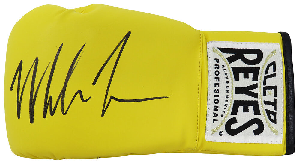 Mike Tyson Signed Cleto Reyes Yellow Boxing Glove - TYSGLV512 - Mike Tyson Signed Cleto Reyes Yellow Boxing Glove product image