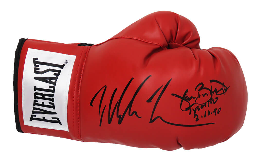 Mike Tyson & James Buster Douglas Dual Signed Everlast Red Boxing Glove w/Tyson KO 2-11-90 - TYSGLV522 - Mike Tyson & James Buster Douglas Dual Signed Everlast Red Boxing Glove w/Tyson KO 2-11-90 product image