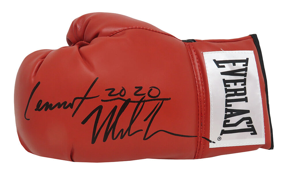 Mike Tyson & Lennox Lewis Signed Everlast Red Boxing Glove - LEWGLV511 - Mike Tyson & Lennox Lewis Signed Everlast Red Boxing Glove product image
