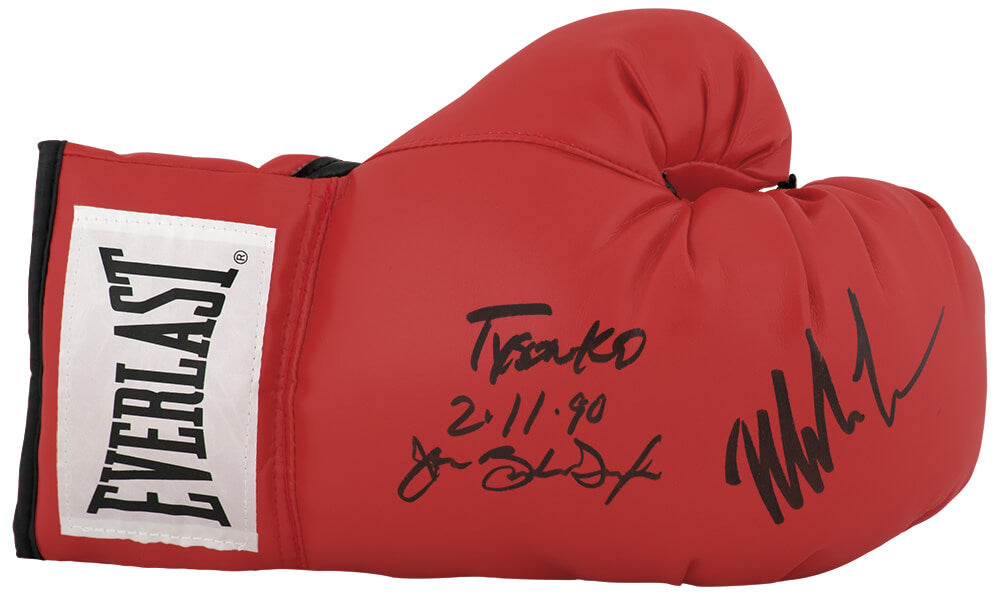 Mike Tyson & James Buster Douglas Signed Everlast Red Boxing Glove w/Tyson KO - TYSGLV527 - Mike Tyson & James Buster Douglas Signed Everlast Red Boxing Glove w/Tyson KO product image