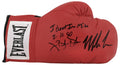 Mike Tyson & James Buster Douglas Signed Everlast Red Boxing Glove w/I Beat Iron Mike - TYSGLV528 - Mike Tyson & James Buster Douglas Signed Everlast Red Boxing Glove w/I Beat Iron Mike product image