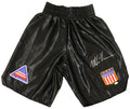 Mike Tyson Signed Black Custom Boxing Trunks - TYSTRU500 - Mike Tyson Signed Black Custom Boxing Trunks product image