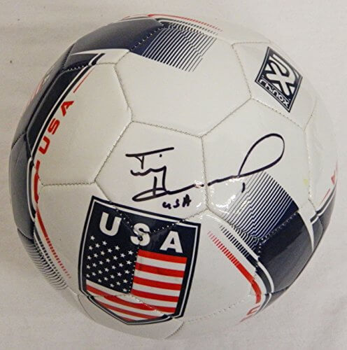 Tim Howard Signed Official Team USA White & Blue Soccer Ball w/USA - HOWSCR500 - Tim Howard Signed Official Team USA White & Blue Soccer Ball w/USA product image