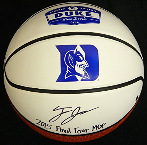 Tyus Jones Signed Duke Blue Devils White Logo Basketball w/2015 Final Four MOP - JONBSK201 - Tyus Jones Signed Duke Blue Devils White Logo Basketball w/2015 Final Four MOP product image