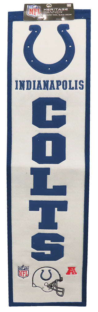 Indianapolis Colts 8x32 Embroidered Genuine Wool NFL Team Heritage Banner Pennant - UBNCOL601 - Indianapolis Colts 8x32 Embroidered Genuine Wool NFL Team Heritage Banner Pennant product image
