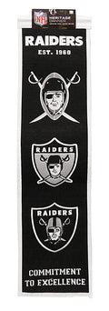 Raiders 8x32 Embroidered Genuine Wool NFL Team Heritage Banner Pennant - UBNRAI602 - Raiders 8x32 Embroidered Genuine Wool NFL Team Heritage Banner Pennant product image