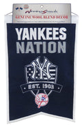 New York Yankees 'Nation' 14x21 Embroidered Genuine Wool MLB Team Heritage Banner - UBNYAN601 - New York Yankees 'Nation' 14x21 Embroidered Genuine Wool MLB Team Heritage Banner product image