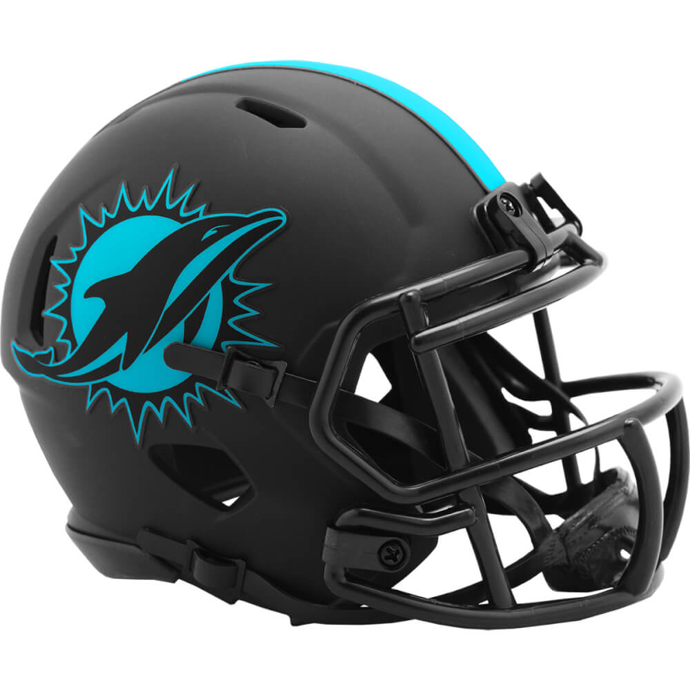 Miami Dolphins Eclipse Black Matte Riddell Speed Mini Football Helmet - UHMDOL603 - Miami Dolphins Eclipse Black Matte Riddell Speed Mini Football Helmet product image