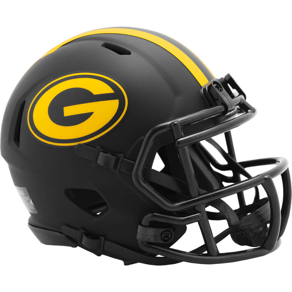 Green Bay Packers Eclipse Black Matte Riddell Speed Mini Football Helmet - UHMPAC609 - Green Bay Packers Eclipse Black Matte Riddell Speed Mini Football Helmet product image