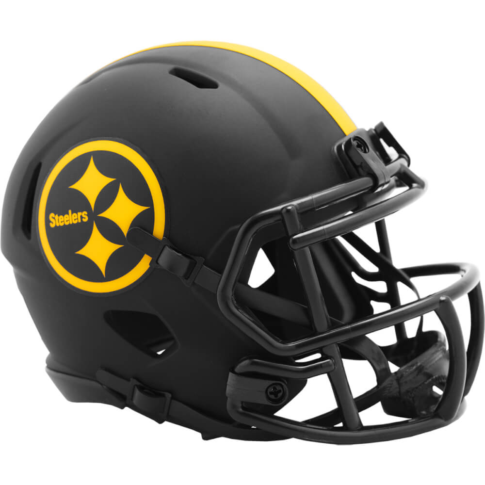 Pittsburgh Steelers Eclipse Black Matte Riddell Speed Mini Football Helmet - UHMSTE604 - Pittsburgh Steelers Eclipse Black Matte Riddell Speed Mini Football Helmet product image