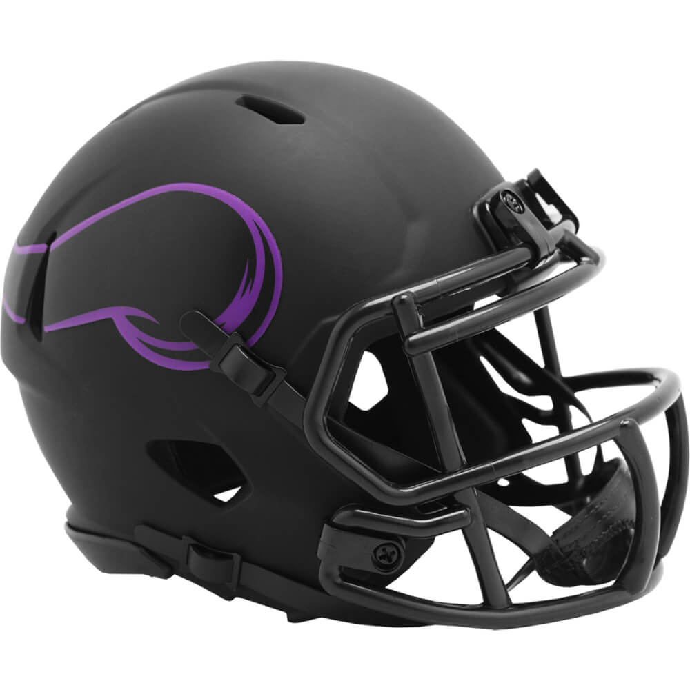 Minnesota Vikings Eclipse Black Matte Riddell Speed Mini Football Helmet - UHMVIK607 - Minnesota Vikings Eclipse Black Matte Riddell Speed Mini Football Helmet product image