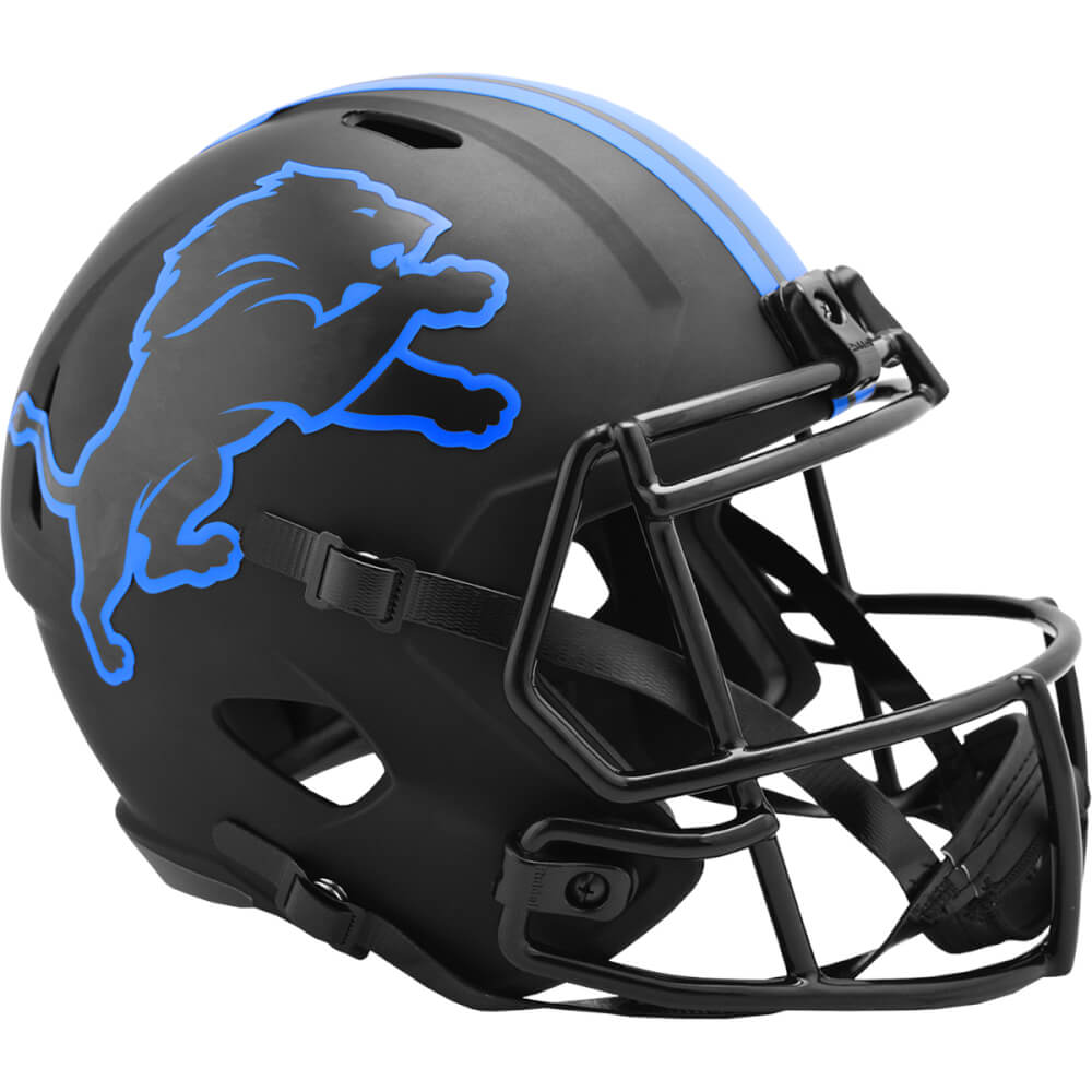 Detroit Lions Eclipse Black Matte Riddell Full Size Speed Replica Football Helmet - UHRLIO606 - Detroit Lions Eclipse Black Matte Riddell Full Size Speed Replica Football Helmet product image