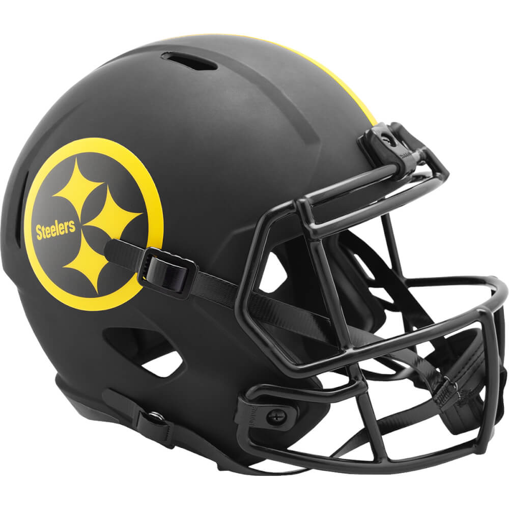 Pittsburgh Steelers Eclipse Black Matte Riddell Full Size Speed Replica Football Helmet - UHRSTE605 - Pittsburgh Steelers Eclipse Black Matte Riddell Full Size Speed Replica Football Helmet product image