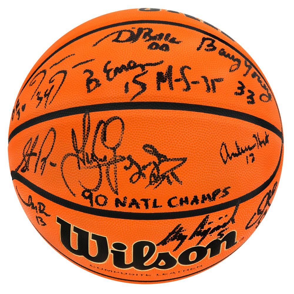 1990 UNLV Runnin' Rebels Team Signed Wilson NCAA Game Replica Basketball w/90 Nat'l Champs (13 Signatures) - UNLBSK200 - 1990 UNLV Runnin' Rebels Team Signed Wilson NCAA Game Replica Basketball w/90 Nat'l Champs (13 Signatures) product image