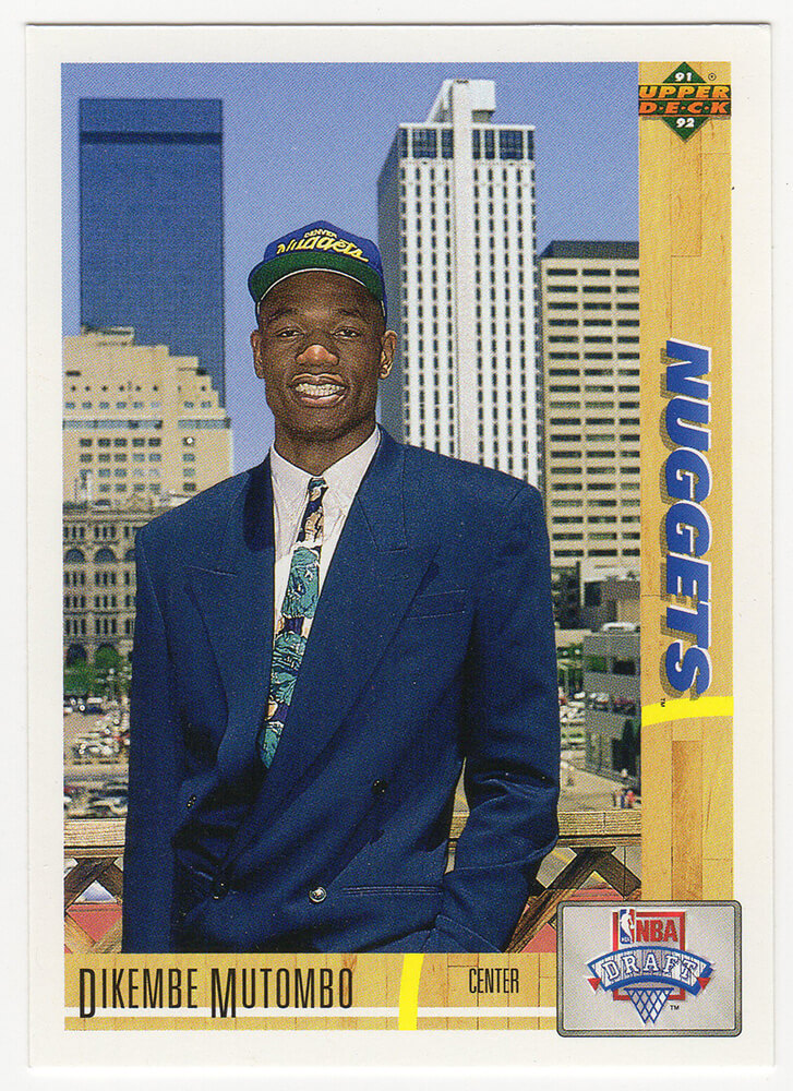 Dikembe Mutombo Denver Nuggets 1991 Upper Deck ROOKIE RC Basketball Card #3 (Lot of 9) - URCMUT600-EB - Dikembe Mutombo Denver Nuggets 1991 Upper Deck ROOKIE RC Basketball Card #3 (Lot of 9) product image