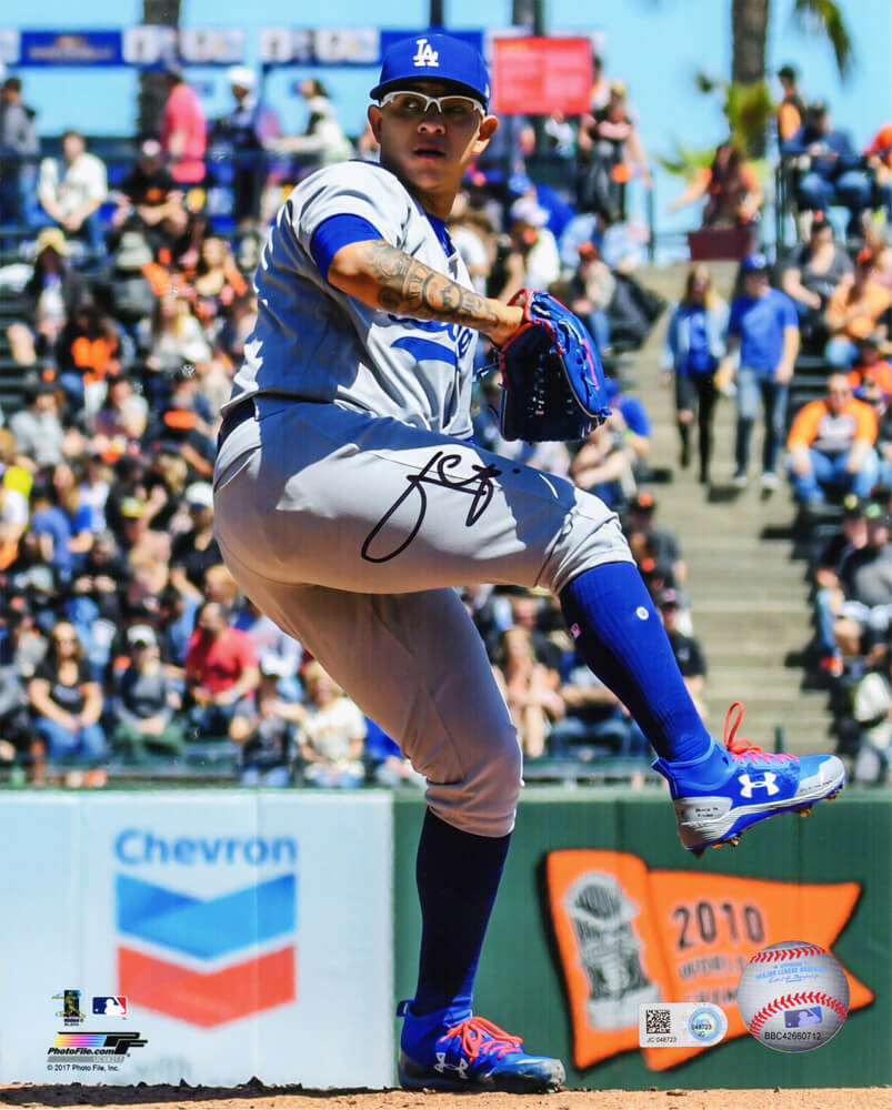Julio Urias Signed Los Angeles Dodgers Pitching Action 8x10 Photo - URI08P100 - Julio Urias Signed Los Angeles Dodgers Pitching Action 8x10 Photo product image