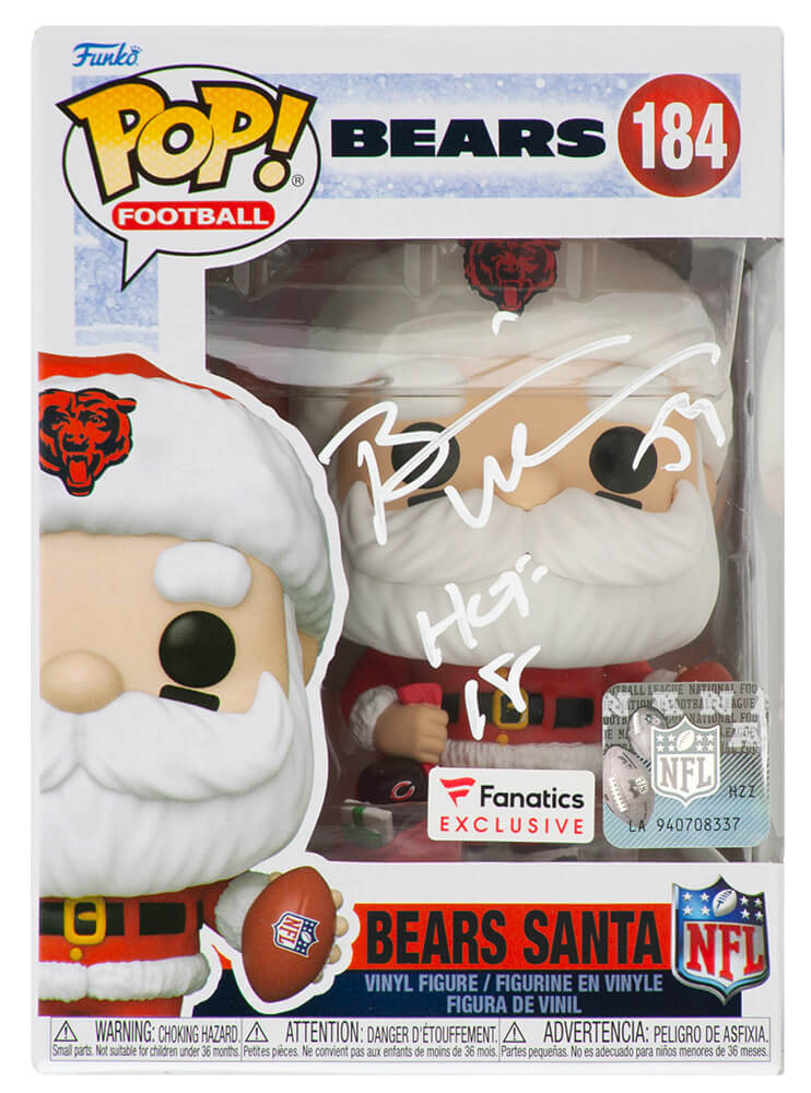 Brian Urlacher Signed Chicago Bears 'SANTA' Funko Pop Doll #184 w/HOF'18 - URLFUN300 - Brian Urlacher Signed Chicago Bears 'SANTA' Funko Pop Doll #184 w/HOF'18 product image