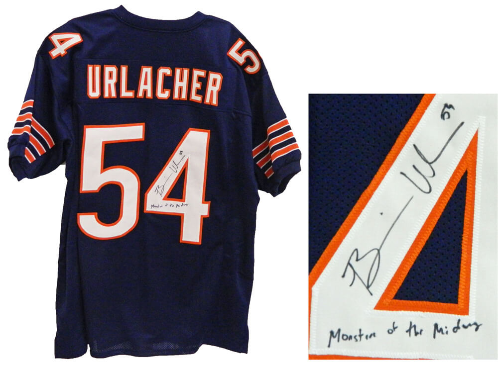 Brian Urlacher Signed Navy Custom Jersey w/Monsters Of The Midway - URLJRY303 - Brian Urlacher Signed Navy Custom Jersey w/Monsters Of The Midway product image