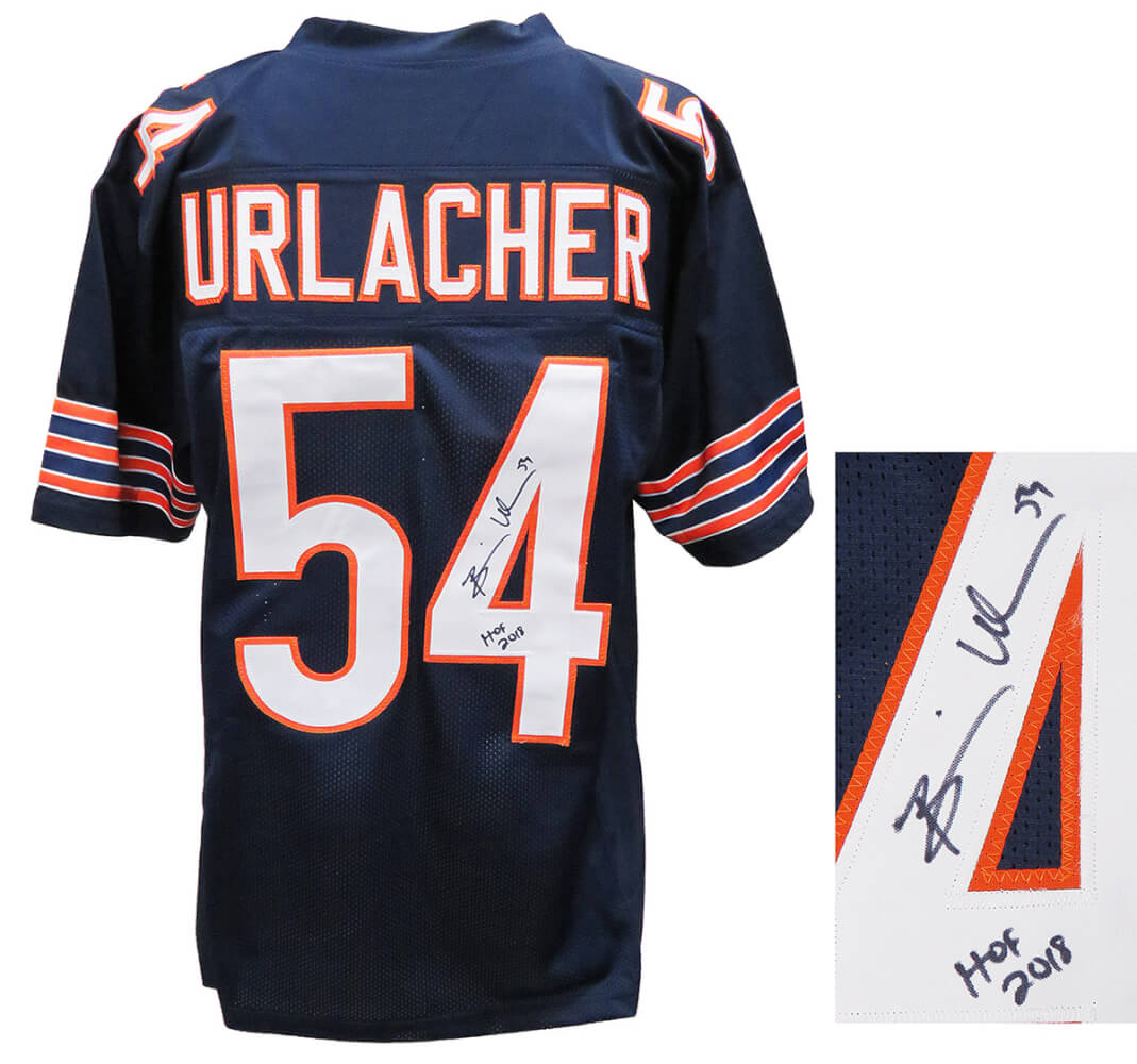 Brian Urlacher Signed Navy Custom Football Jersey w/HOF 2018 - URLJRY306 - Brian Urlacher Signed Navy Custom Football Jersey w/HOF 2018 product image