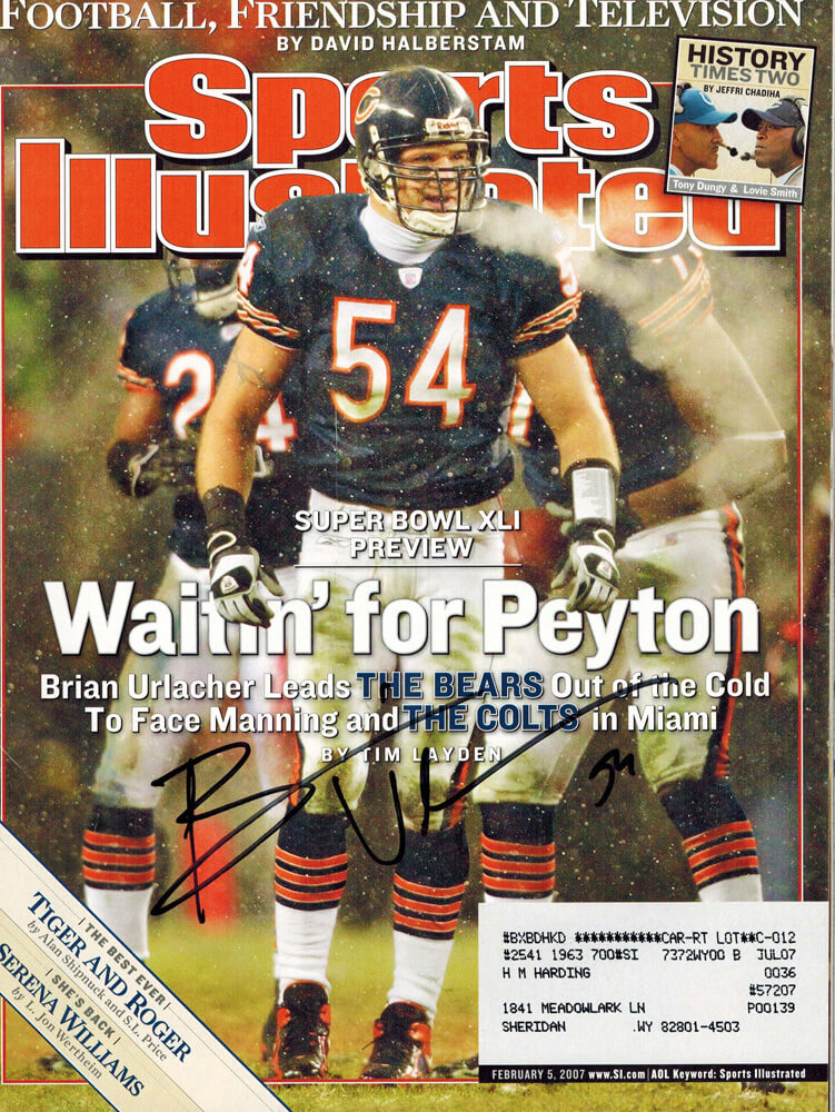 Brian Urlacher Signed Bears "Waitin' For Peyton" Sports Illustrated 2/5/07 - URLMAG300 - Brian Urlacher Signed Bears "Waitin' For Peyton" Sports Illustrated 2/5/07 product image