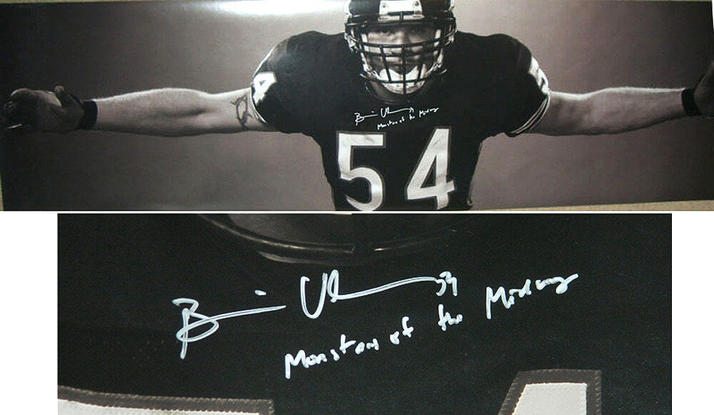 Brian Urlacher Signed B&W Bear Hug 19x72 Poster w/Monsters Of The Midway - URLPST302 - Brian Urlacher Signed B&W Bear Hug 19x72 Poster w/Monsters Of The Midway product image