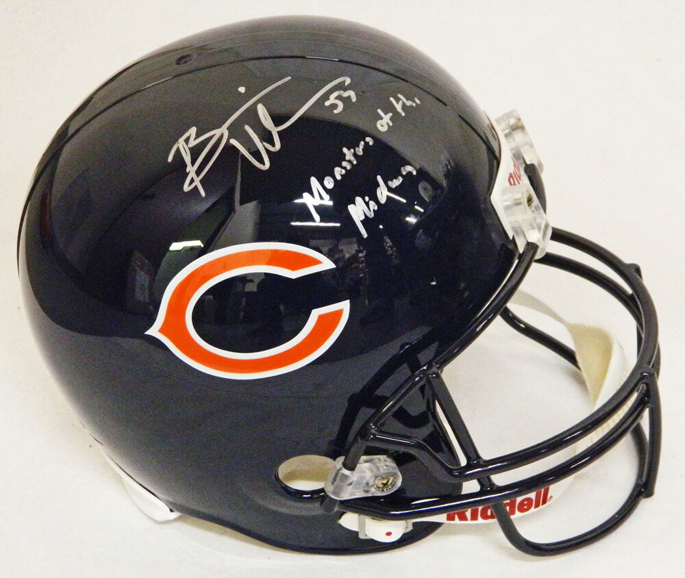 Brian Urlacher Signed Bears Riddell Full-Size Replica Helmet w/Monsters of the Midway - URLREP303 - Brian Urlacher Signed Bears Riddell Full-Size Replica Helmet w/Monsters of the Midway product image