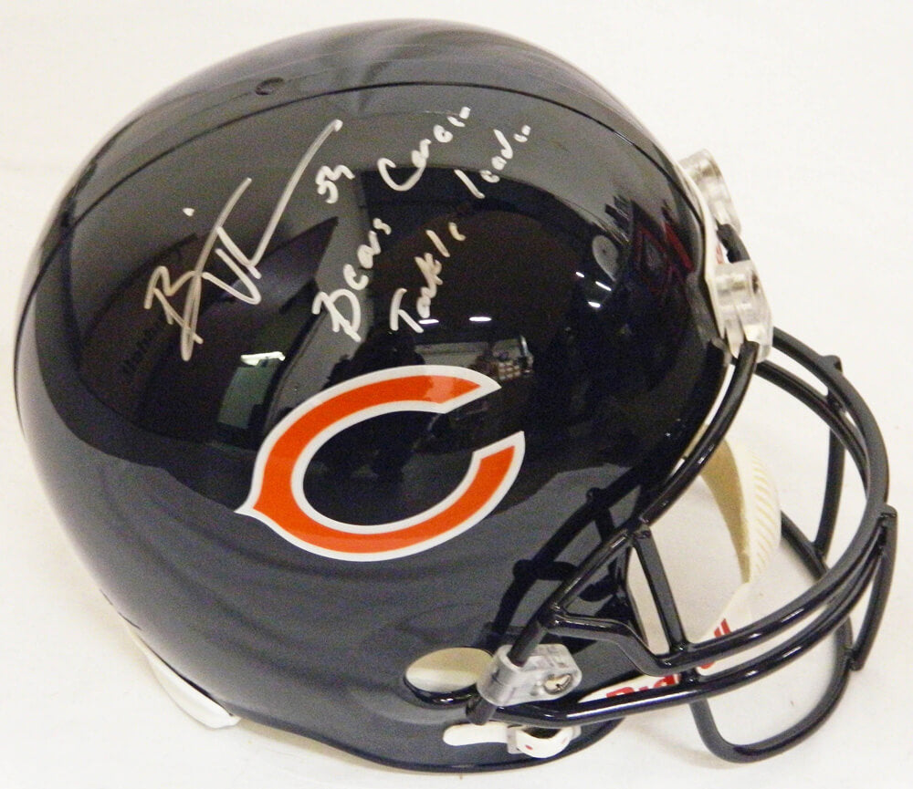 Brian Urlacher Signed Bears Riddell Full-Size Replica Helmet w/Bears Career Tackle Leader - URLREP304 - Brian Urlacher Signed Bears Riddell Full-Size Replica Helmet w/Bears Career Tackle Leader product image