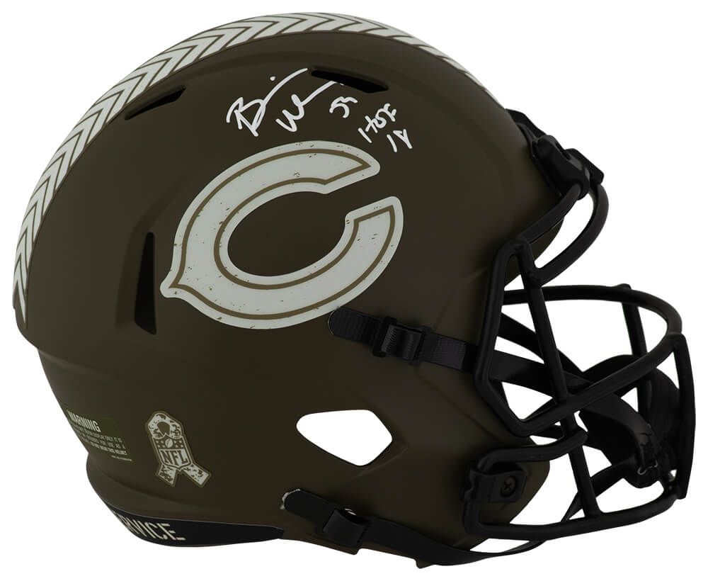 Brian Urlacher Signed Chicago Bears Salute to Service Riddell Full Size Speed Replica Helmet w/HOF'18 - URLREP313 - Brian Urlacher Signed Chicago Bears Salute to Service Riddell Full Size Speed Replica Helmet w/HOF'18 product image