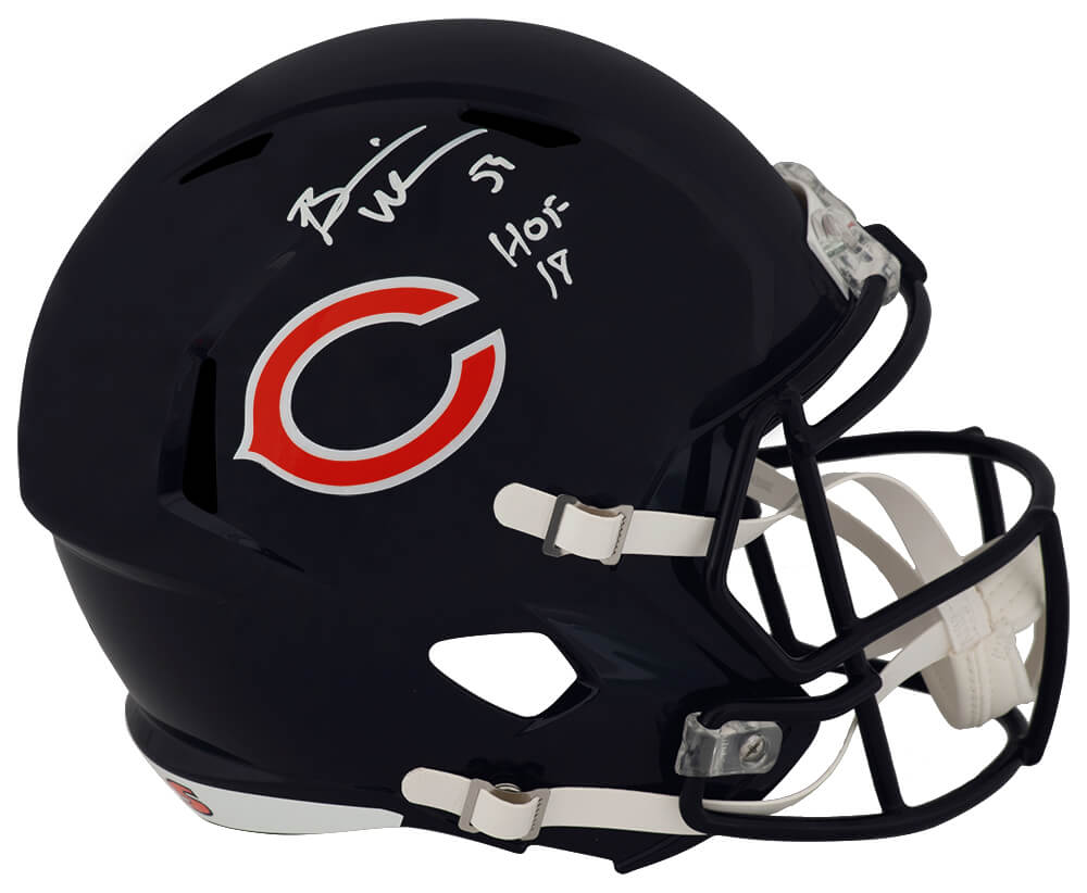 Brian Urlacher Signed Chicago Bears Riddell Full Size Speed Replica Helmet w/HOF'18 - (In White) - URLREP315 - Brian Urlacher Signed Chicago Bears Riddell Full Size Speed Replica Helmet w/HOF'18 - (In White) product image