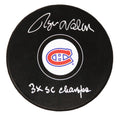Rogie Vachon Signed Montreal Canadiens Logo Hockey Puck w/3x SC Champs - VACPUC402 - Rogie Vachon Signed Montreal Canadiens Logo Hockey Puck w/3x SC Champs product image