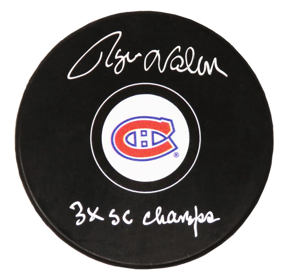 Rogie Vachon Signed Montreal Canadiens Logo Hockey Puck w/3x SC Champs - VACPUC402 - Rogie Vachon Signed Montreal Canadiens Logo Hockey Puck w/3x SC Champs product image